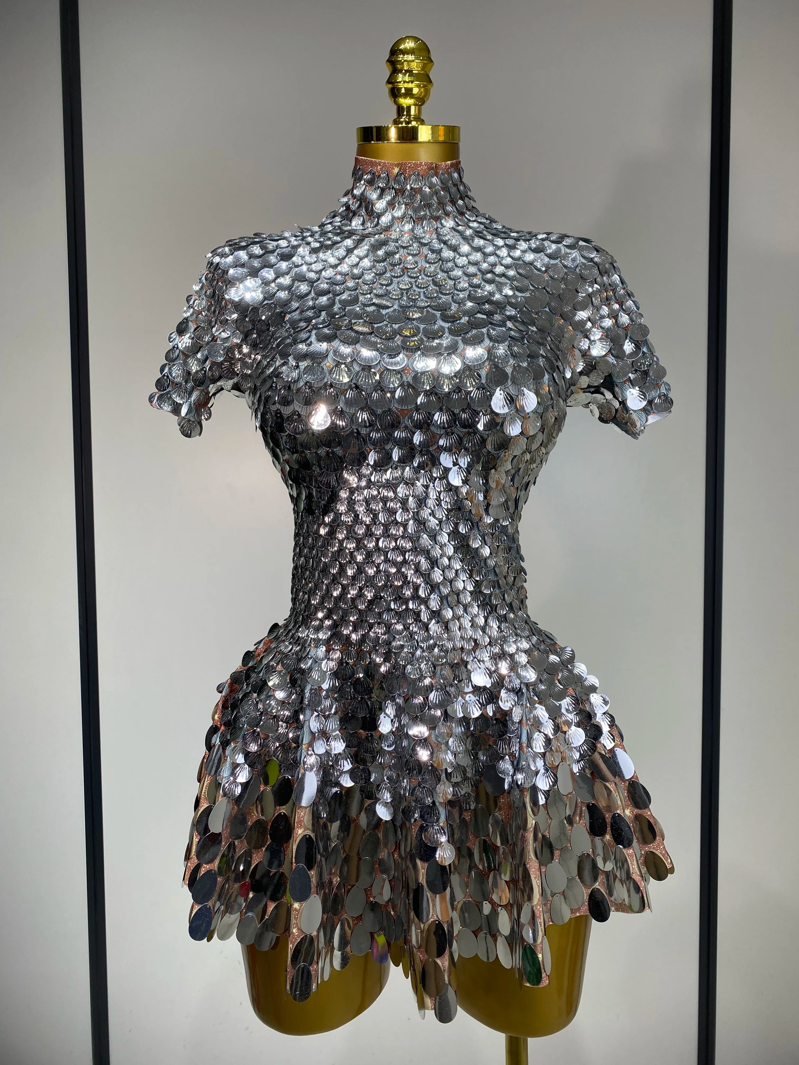 Sparkly Sequins Luxury Birthday Party Gown Short Dress Dancer Stage Performance Wear Women Sexy Nightclub Dress Festival Outfit