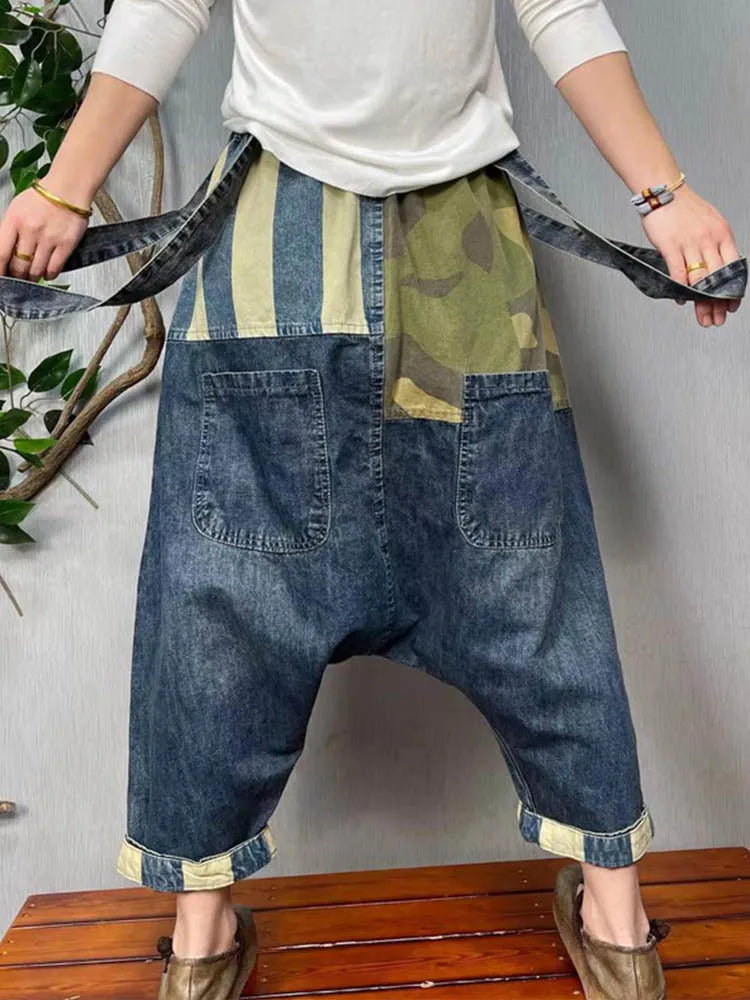 Max LuLu New Spring Women Patchwork Loose Casual Cross Pants European Style Punk Vintage Street Denim Trousers Pocket Jeans