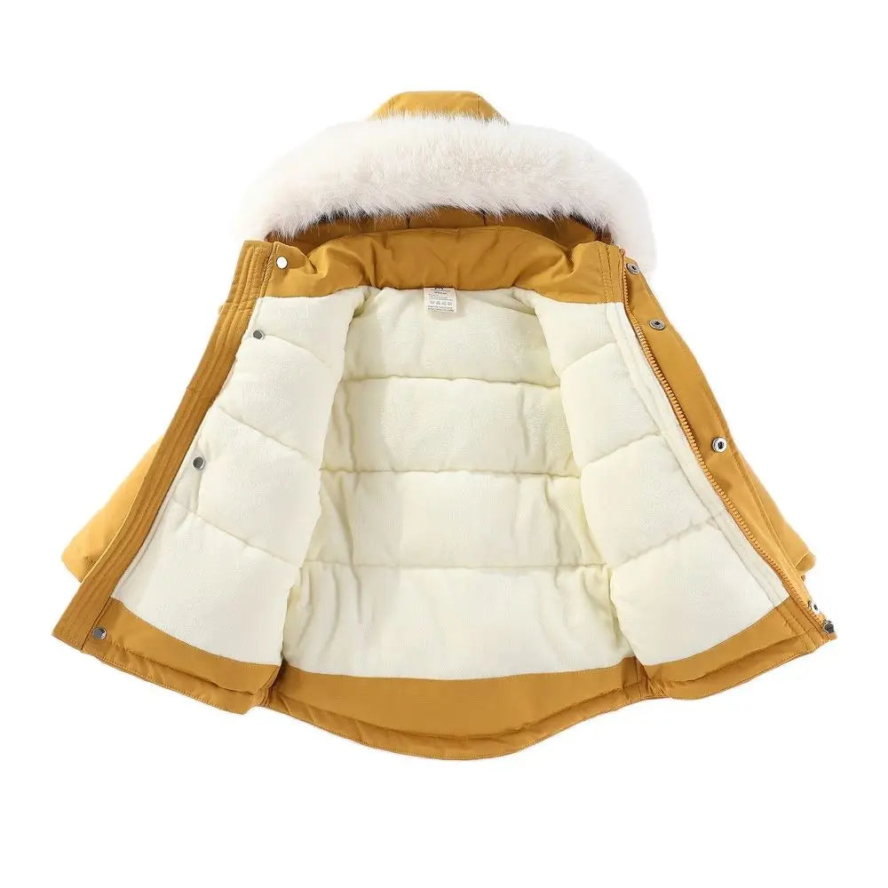 Children's Ski Wear 2 Piece Sets of Windproof Snow Jacket Pants -30C Thick Warm Cotton-padded Clothing Suit