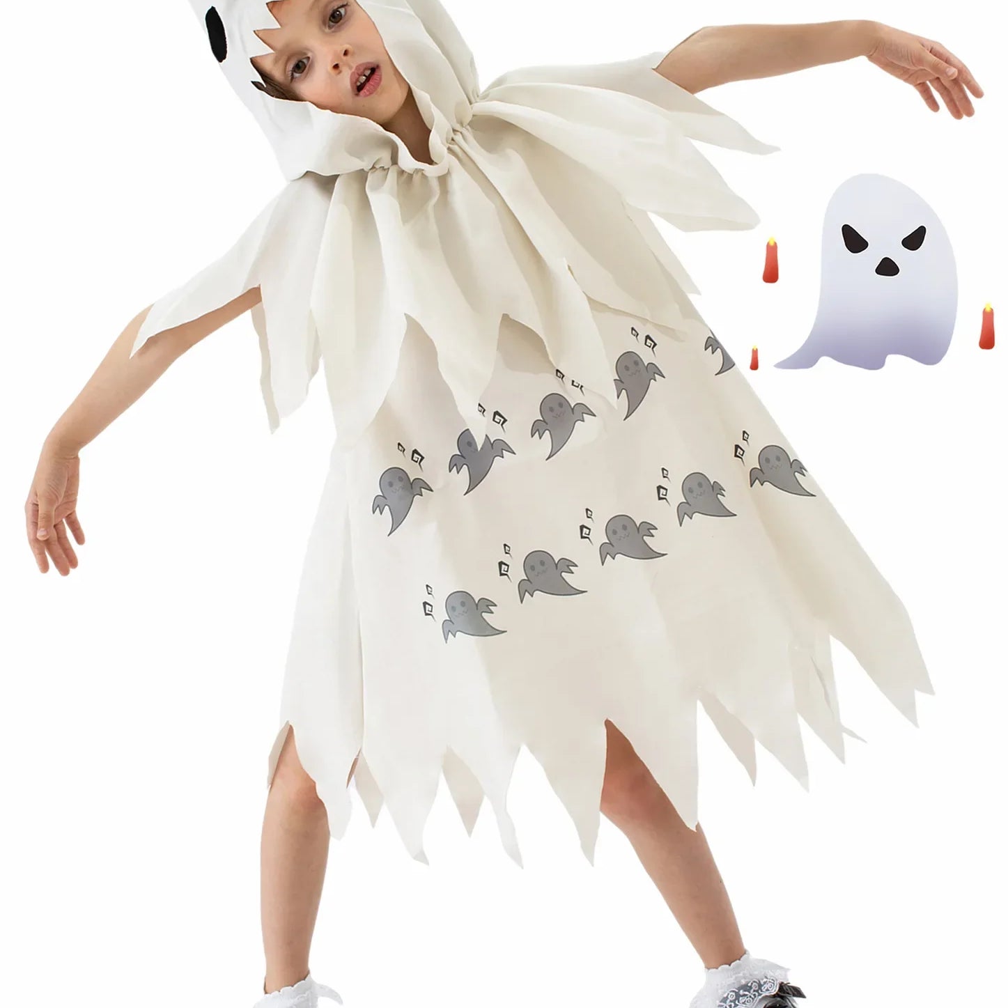 Kids Boys Girls Cute White Ghosts Demons Role Play Costumes Kids Costume Shows Halloween Theme Party