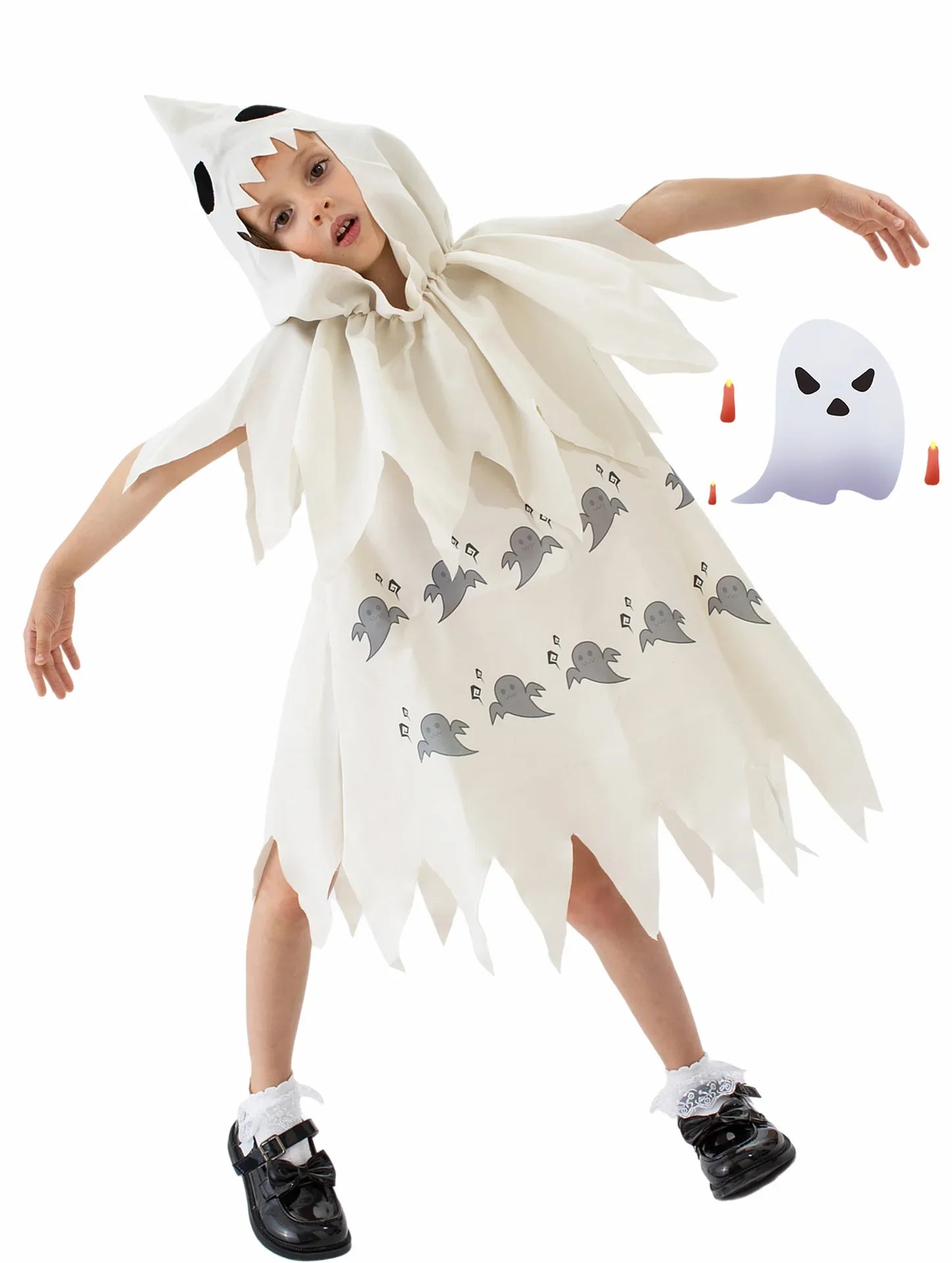 Kids Boys Girls Cute White Ghosts Demons Role Play Costumes Kids Costume Shows Halloween Theme Party