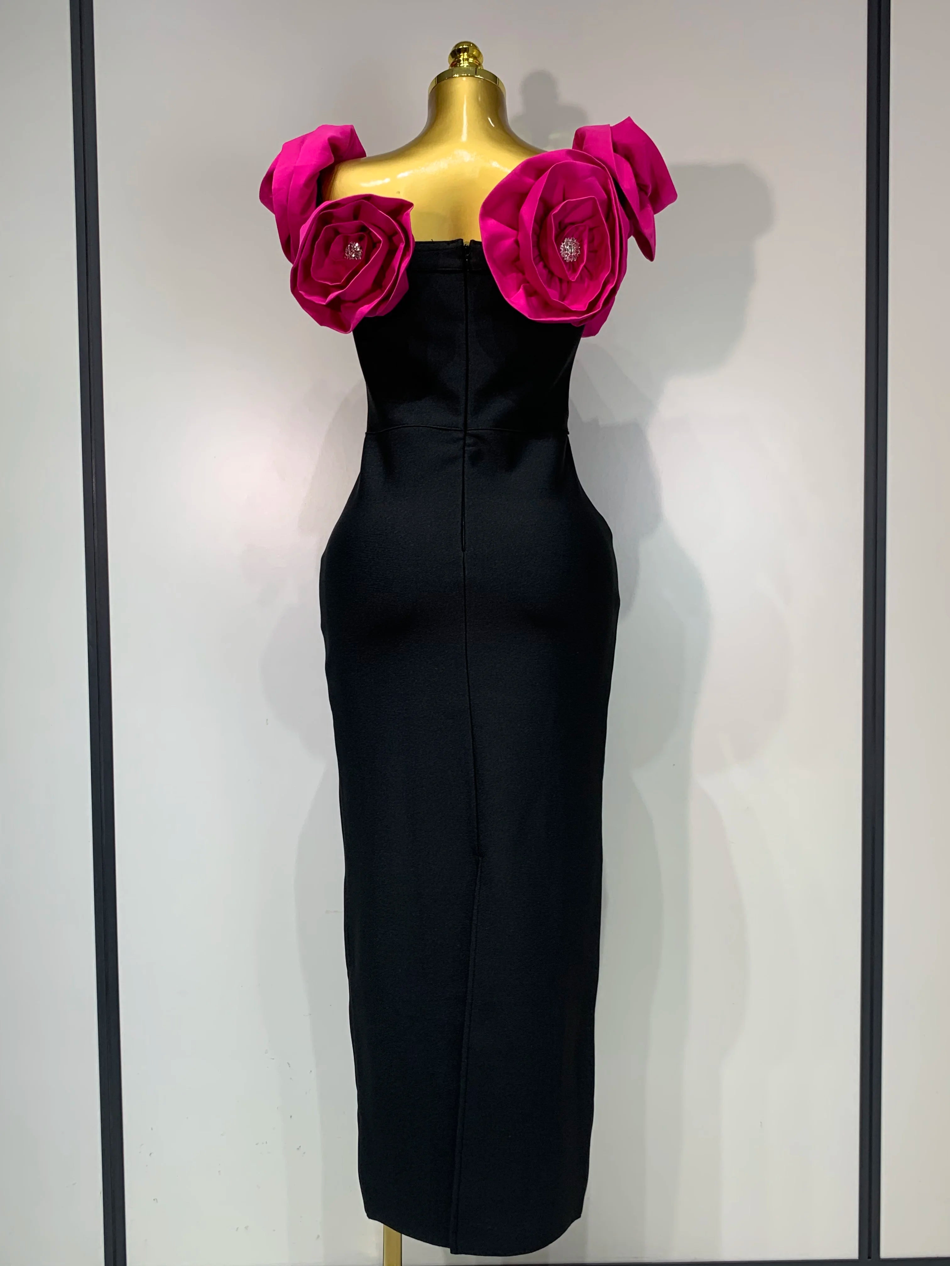 Women 2025 Sexy Off Shoulder Flower Diamonds Bodycon Bandage Dress 2025 Celebrity Elegant Evening Luxury Birthday Party Dresses