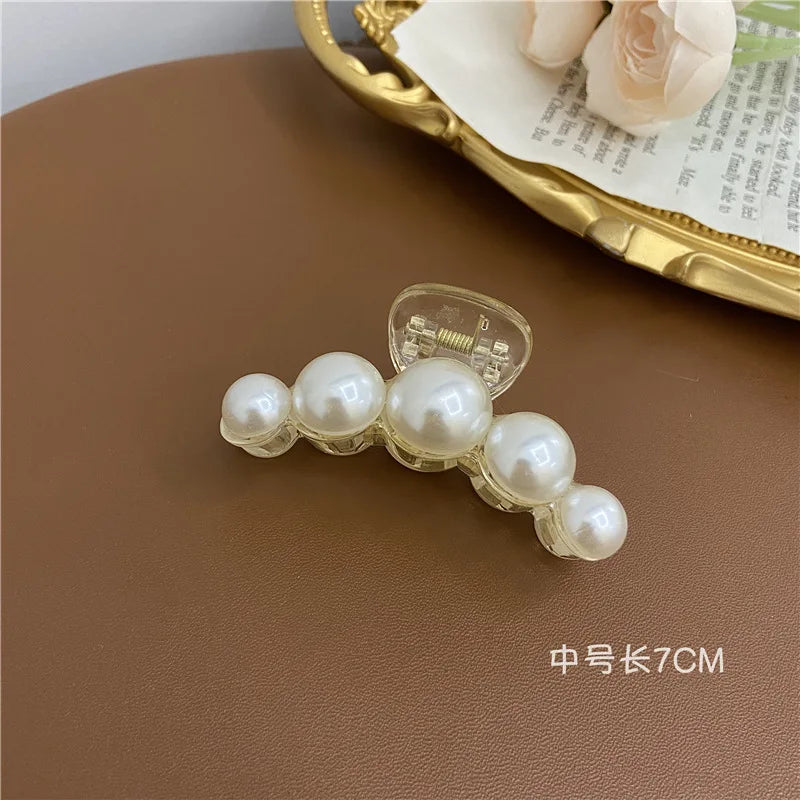 Elegant Big Pearl Hair Claws Clips for Women Big Size Acrylic Hair Clips Hairpins Hair Crab Barrettes Hair Accessories for Women 2