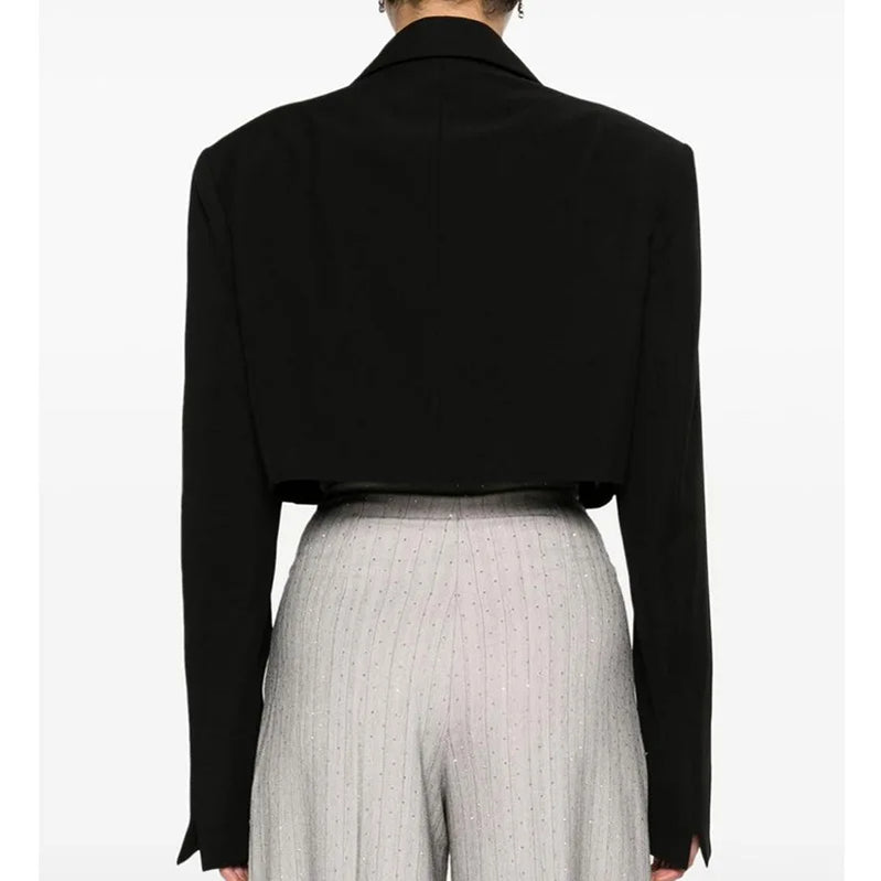 TWOTWINSTYLE Solid Slimming Spliced Stick Drill Short Jackets for Women Lapel Long Sleeves Temperament Jacket Female Clothing