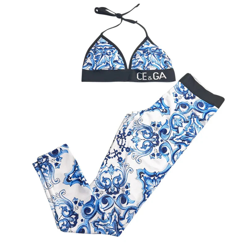 Luxury Brand Sexy Triangular Swimsuit Set Women Bikini And Pants Two-Piece Summer Suit Vintage Swimwear Bikinis Beach Outfits