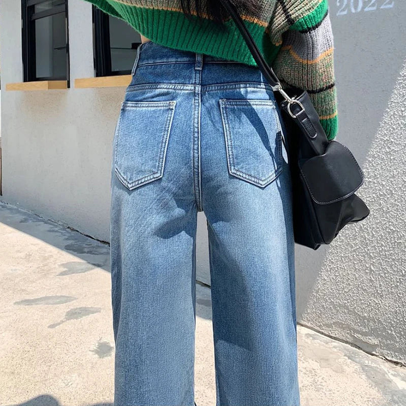 High Waisted Women Denim Jeans Straight Loose New Arrival Daily Pants Fashion Brand Spring Summer Trousers All-match