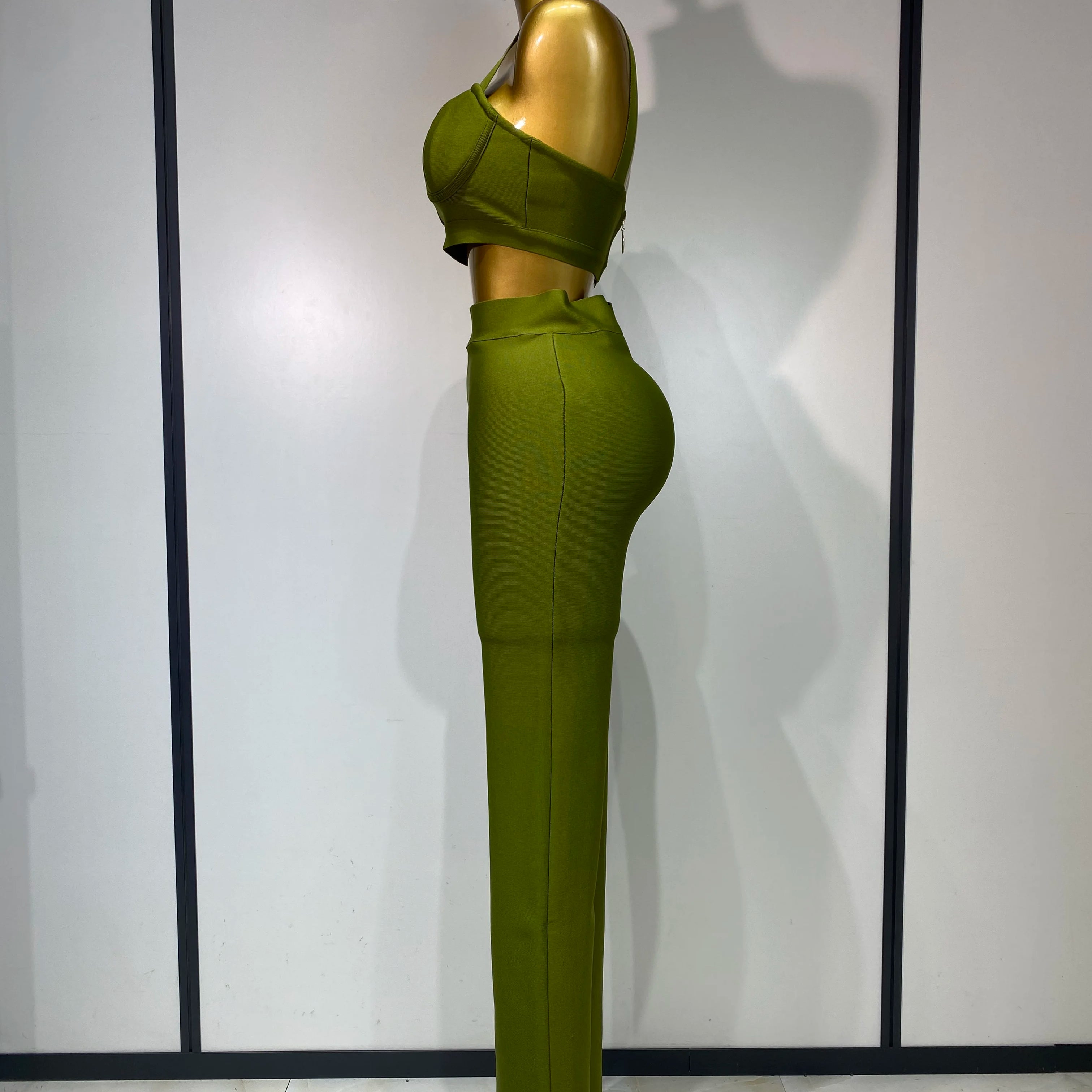 Women Sexy Bandage Crop Top Pant Set Evening Party Club Luxury Birthday High Street Fashion Elegant Luxury Birthday Outfit ﻿