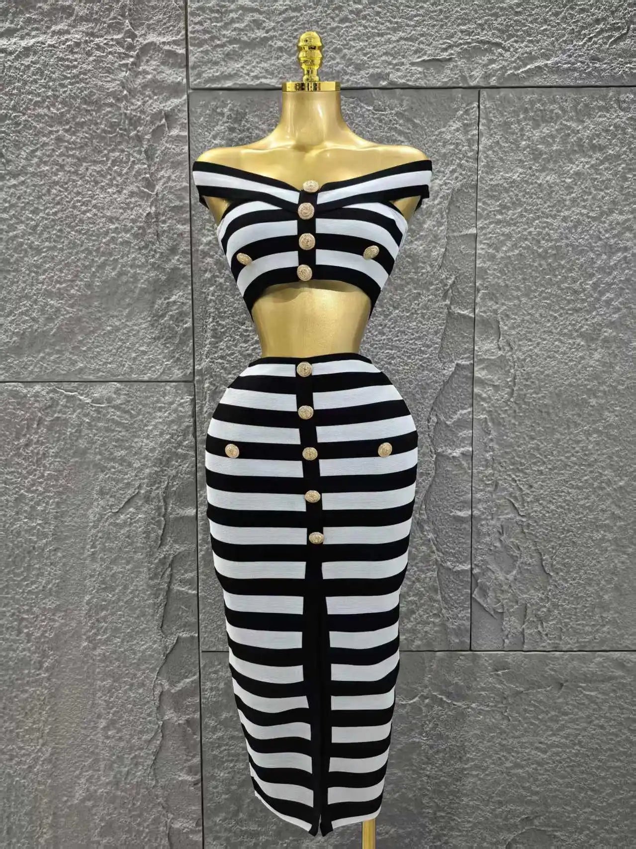 High Quality Women Sexy Slash Neck Off the Shoulder 2 Pieces Bodycon Long Bandage Dress Nightclub Party Bar Fashion Outfit