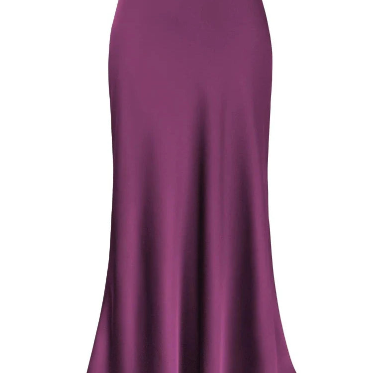 Women Satin Silk Skirts Summer Spring Korean Fashion Clothing Office Ladies Long Skirt Elegant Black Maxi Skirts for Women Purple