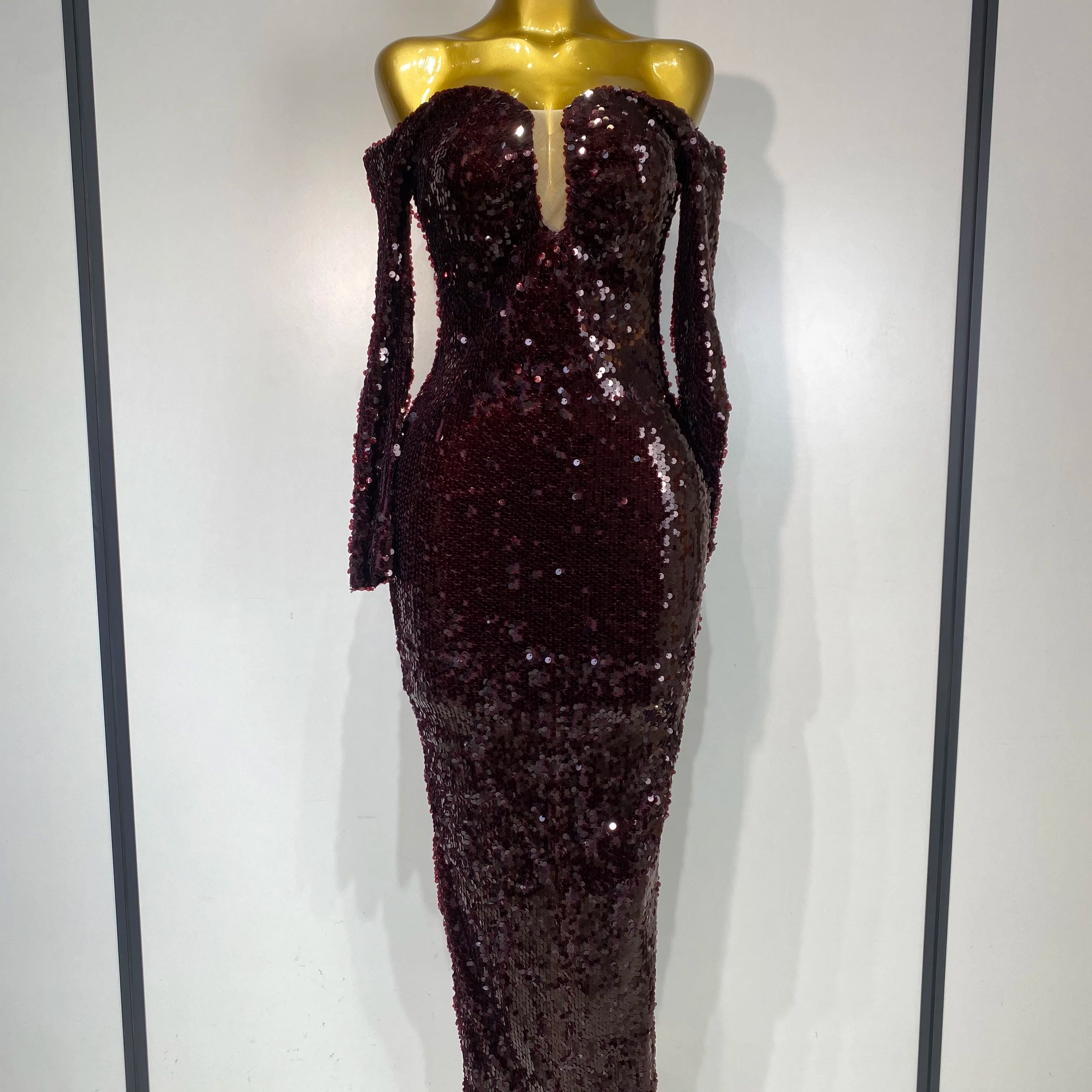 Women 2025 Luxury Sequin Celebrity Sexy Off Shoulder Long Bodycon Dress Elegant Evening Club Party  Fashion Birthday Dresses