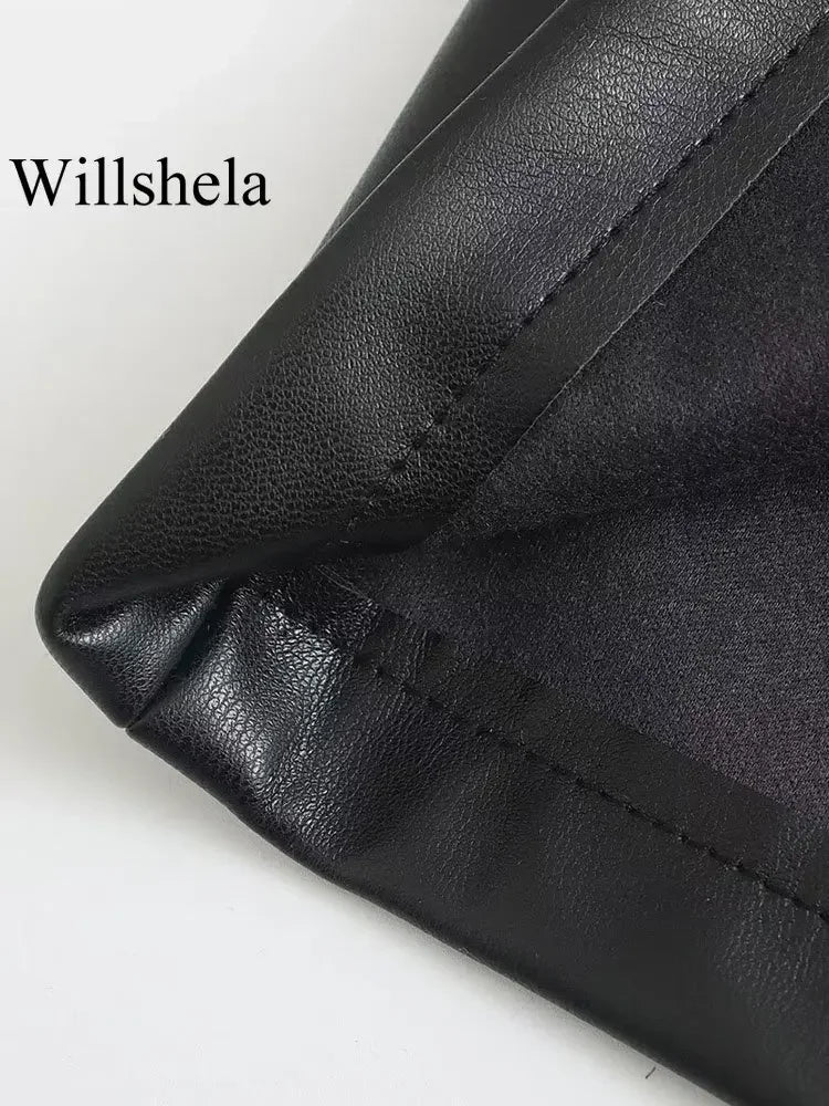 Women Fashion Black PU Leather Mini Slip Dress Vintage Square Collar Back Zipper Sleeveless Female Chic Lady Dresses