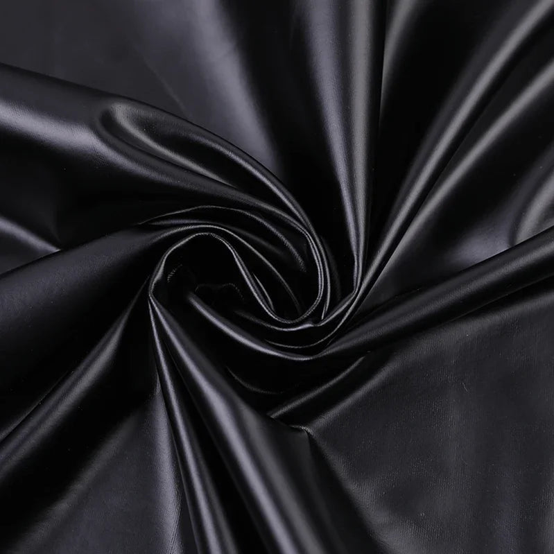 Women High Neck Faux Latex Maxi Dress Ladies Half Sleeve Shiny Patent Leather Bodycon Dress Party Floor Length Clubwear Custom