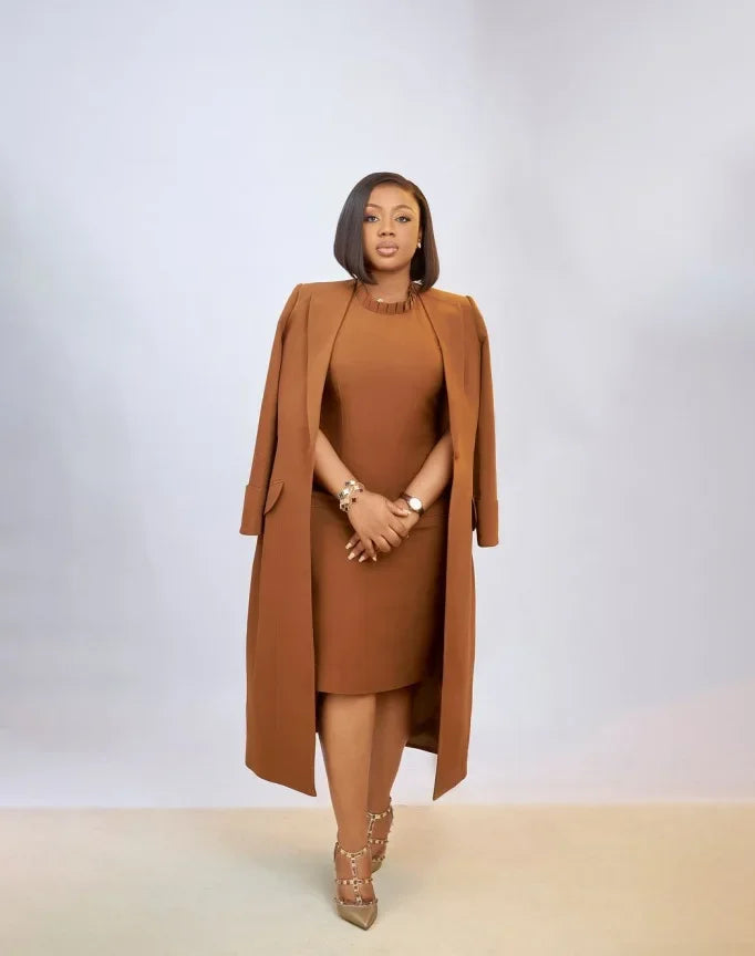 CM.YAYA Women's Set Full Sleeve Long Blazer Coat+ Long Dress Suit 2025 Winter Streetwear Two 2 Piece Set Africa OL Work Outfits