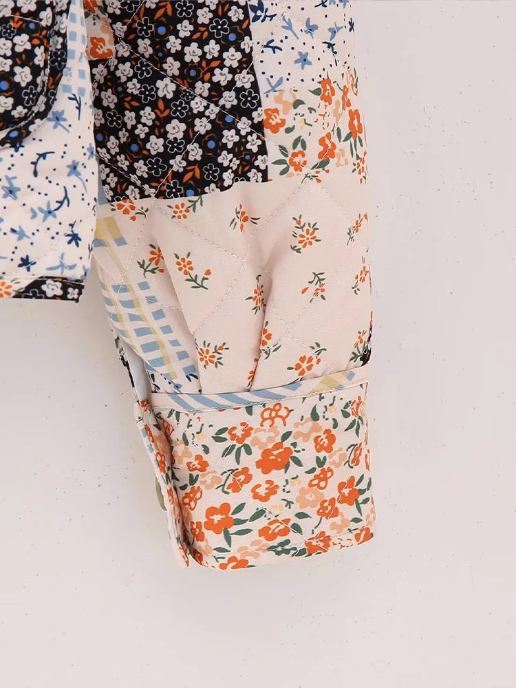 Willshela Women Fashion With Pockets Printed Single Breasted Jackets Vintage O-Neck Long Sleeves Female Chic Lady Outfits