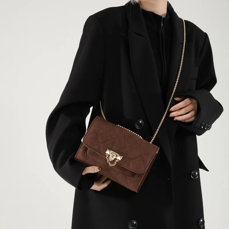 Imitation Suede Women Chain Shoulder Bags Solid Color Flap Bag New Female Small Underarm Bag Fashion Commute Crossbody Bag