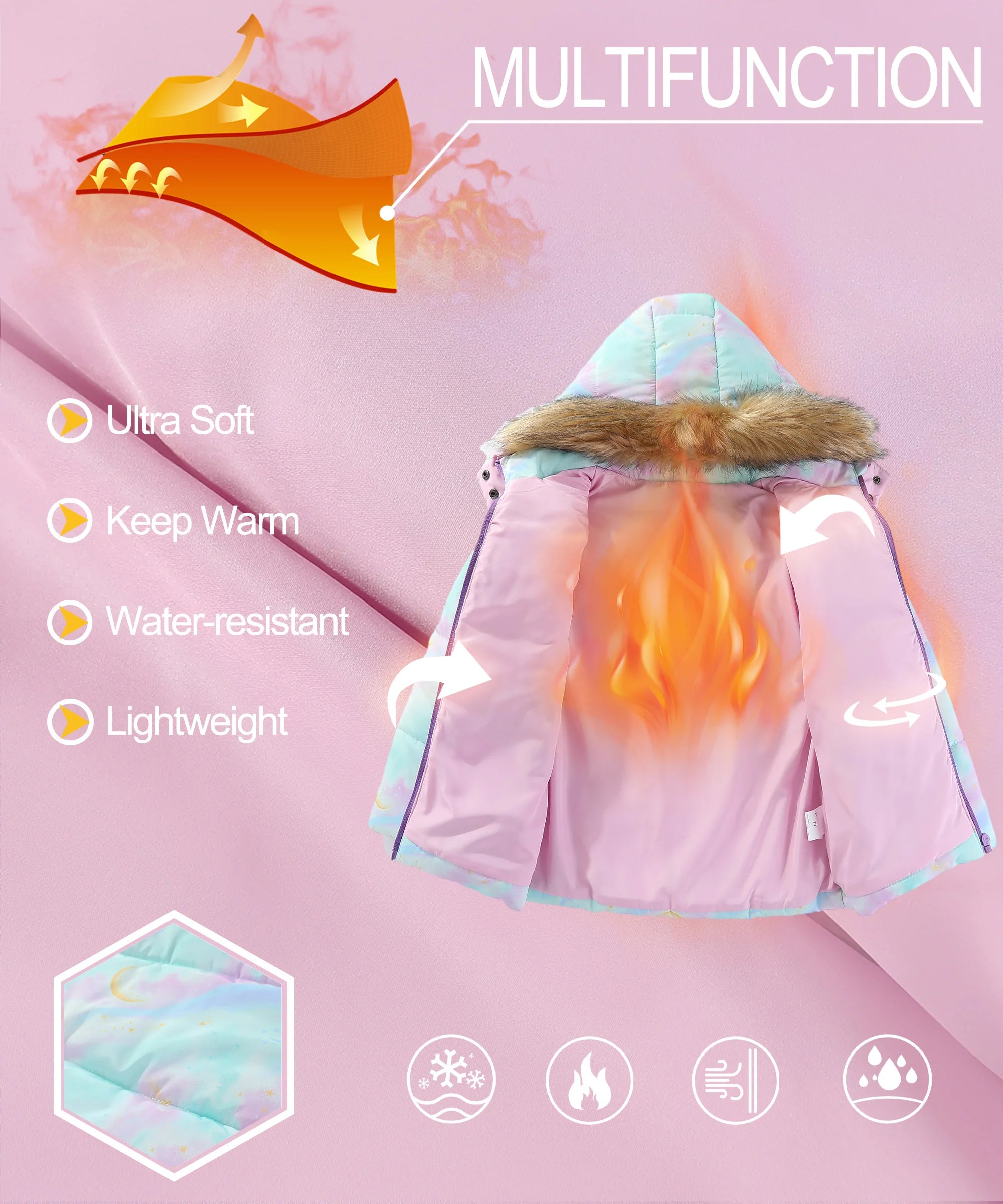 4-7T Kids Girls Ski Suits Winter Warm Coat Jackets Pants Snowboard Skiing Suit Set Snow Suits Thick Cotton Padded