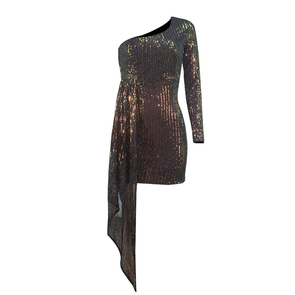 Evening Lace Up Dress Colorful and Elegant Party Dress Women's Sexy One Shoulder Birthday Club Clothing Summer