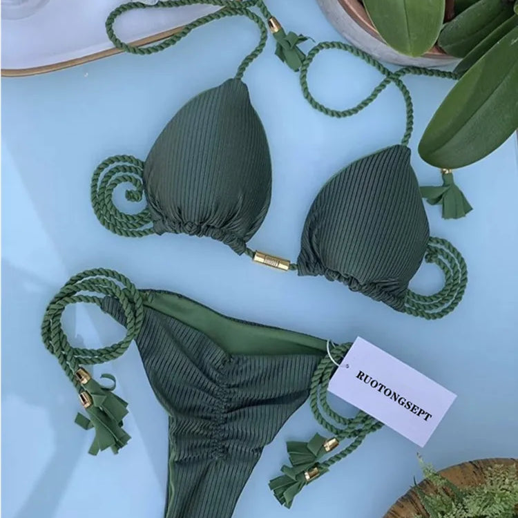 Sexy Bikini Push Up Women Swimsuit Thong Brazilian Bikini Swimwear Female Swimming Bathing Suit Beachwear