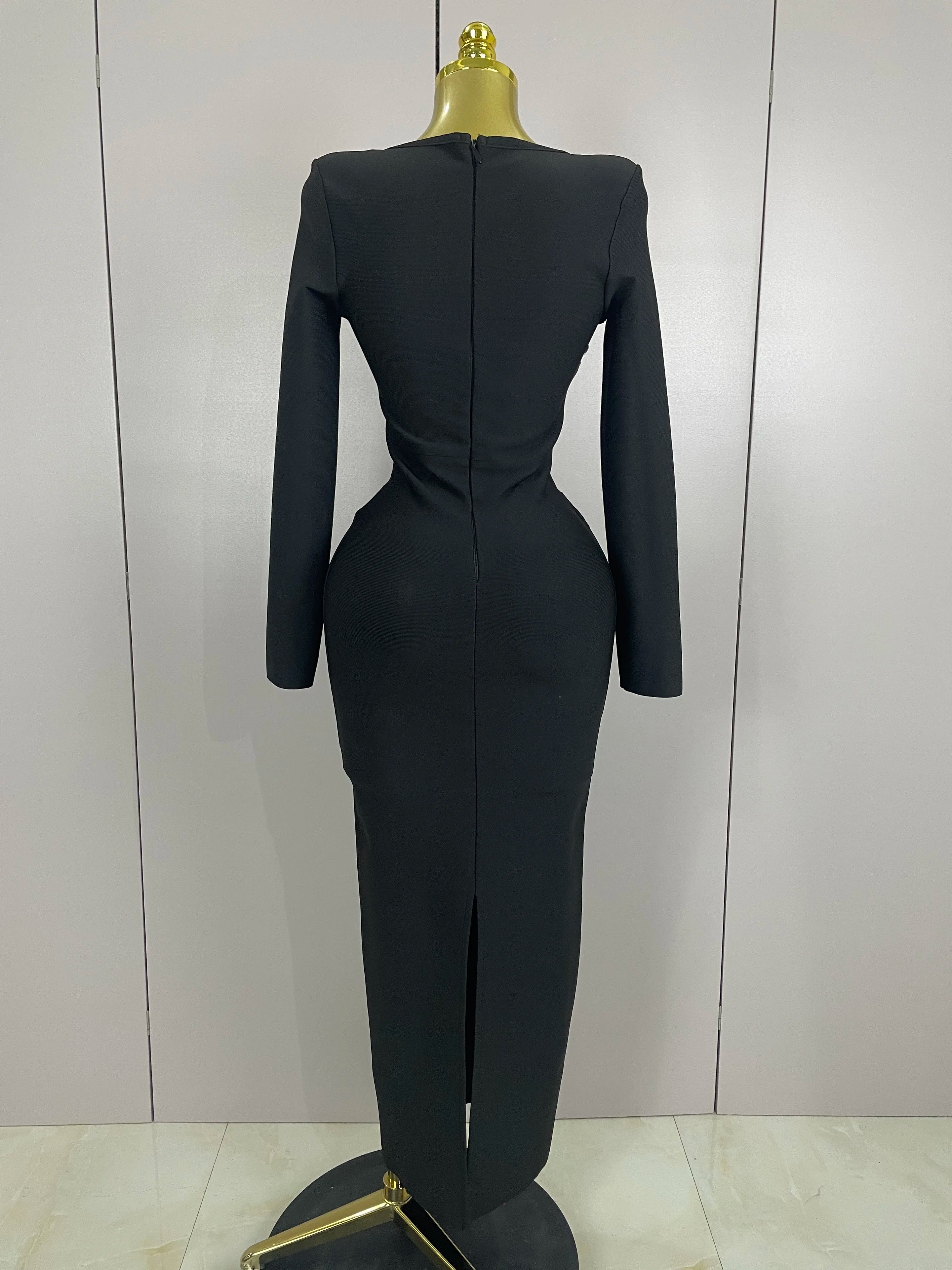 Sexy Luxury Sparkly Beading Bandage Long Sleeve Bodycon Dress   2025 New Women Celebrity Party Elegant Evening Club Pary Dresses