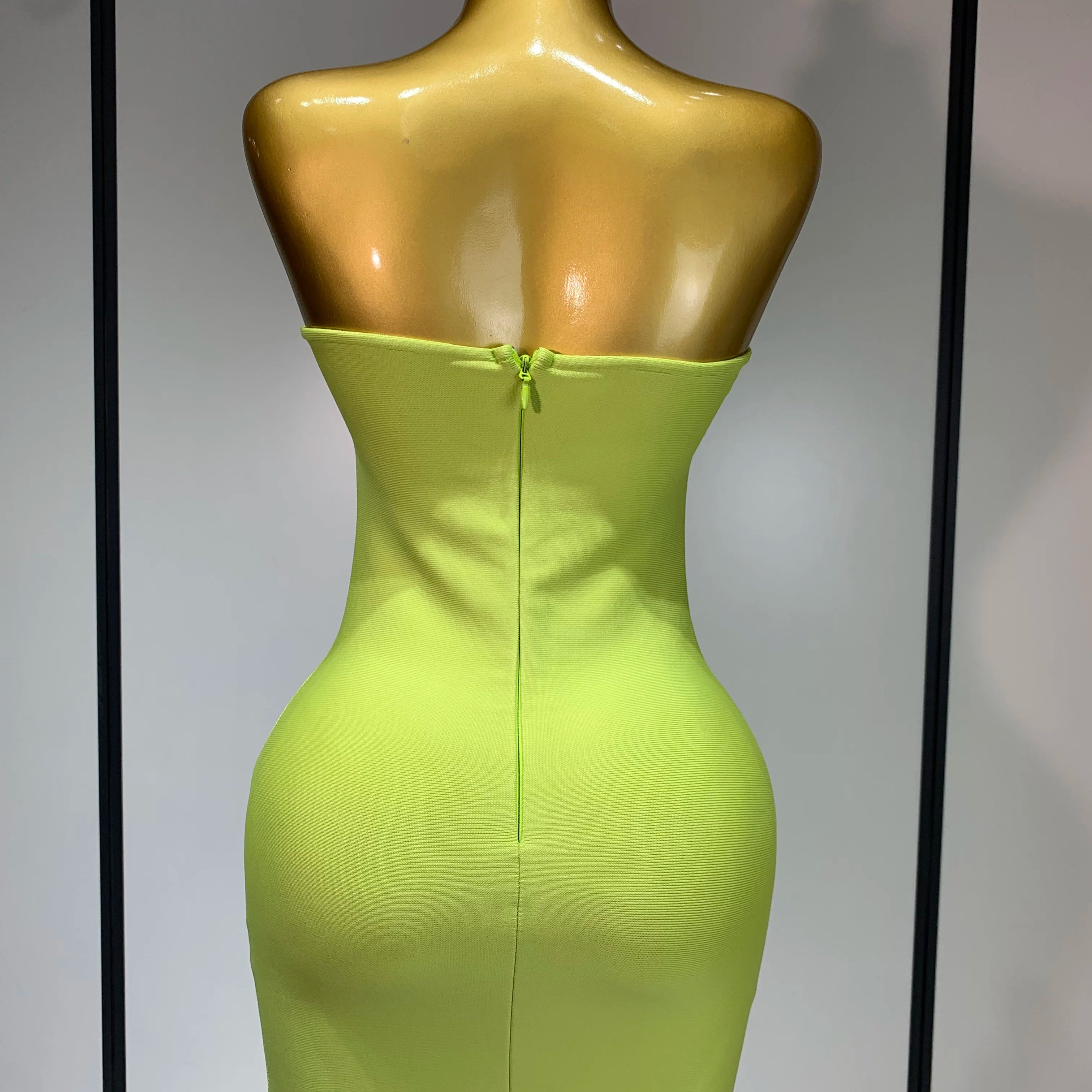 Women Celebrity Luxury Sexy Strapless Sparkly Diamond Cut Out Bodycon Bandage Dress Elegant Evening Club Party Birthday Outfit