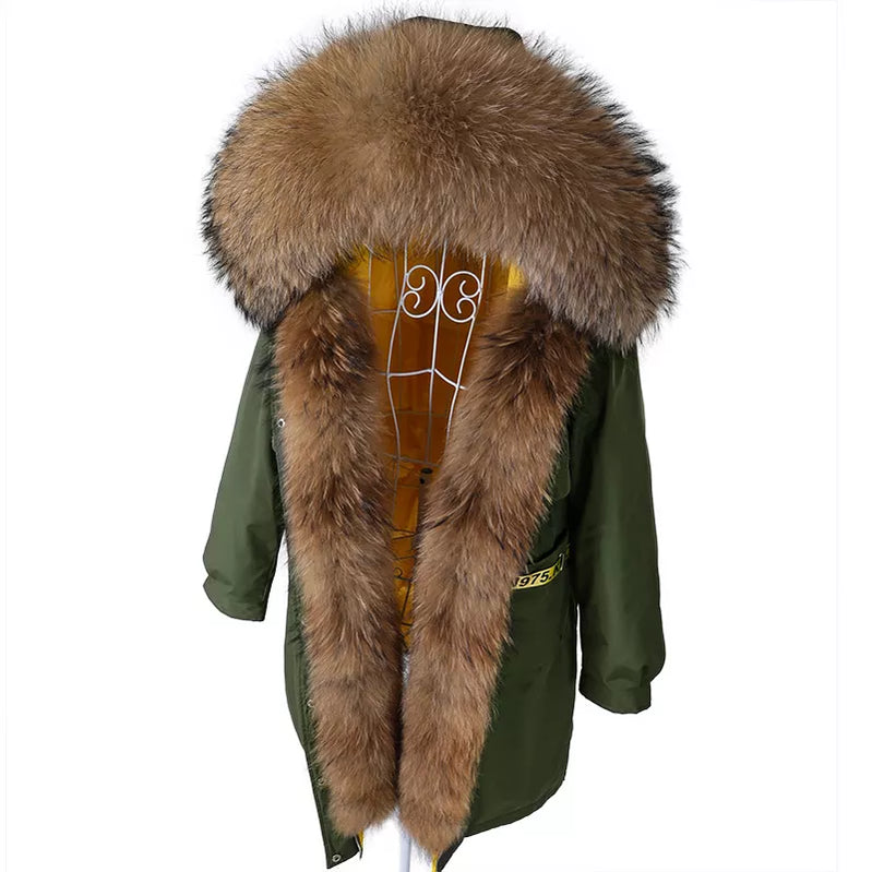 Real Fur Down Jacket Women Long Coat Warm Outwear Big Fur Collar Luxury Female Clothes Parkas Puffer Jacket 1