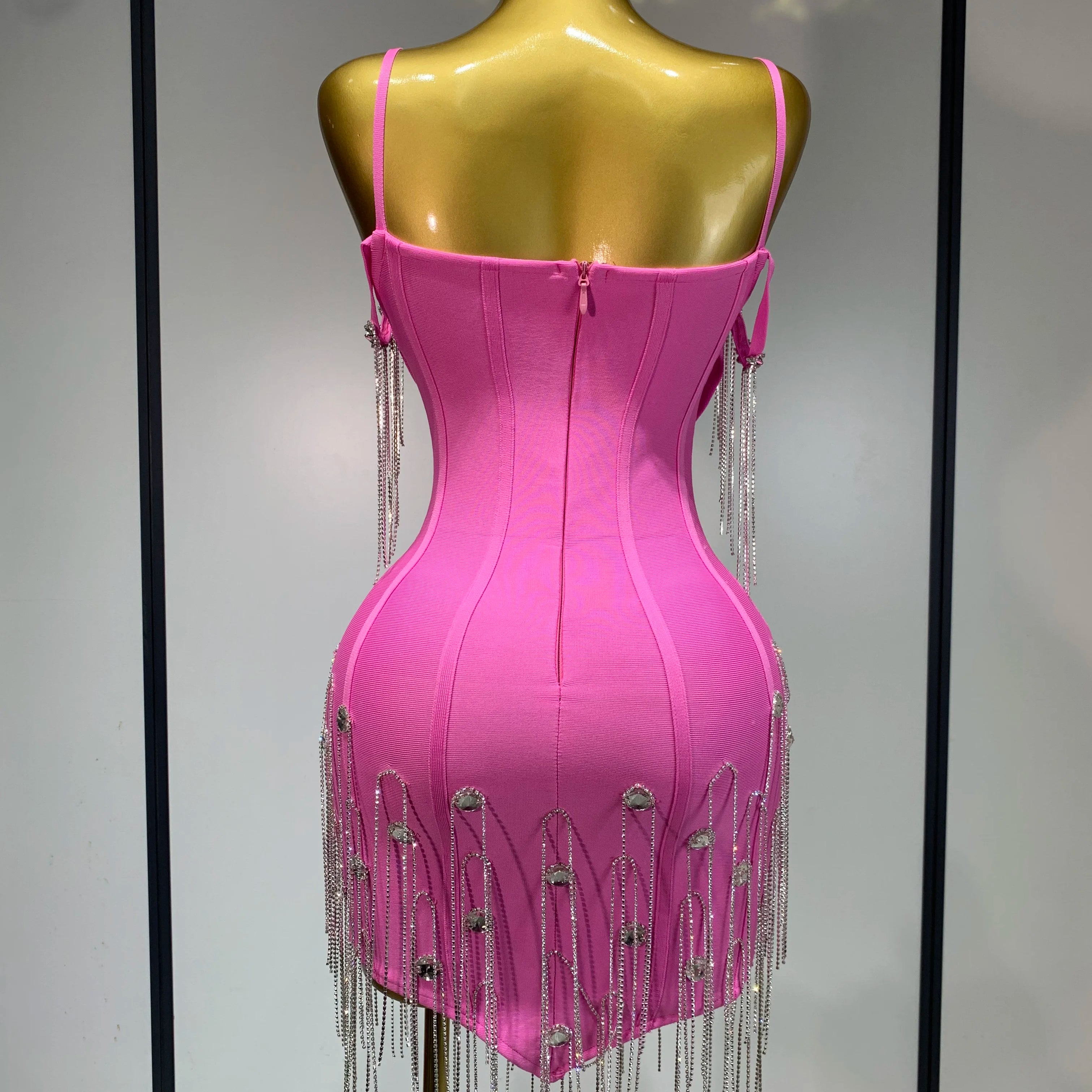 Sexy Backless Spaghetti Strap Bodycon Sleeveless Bandage Dress Elegant Prom Gown Club Evening Party Luxury Birthday Dresses