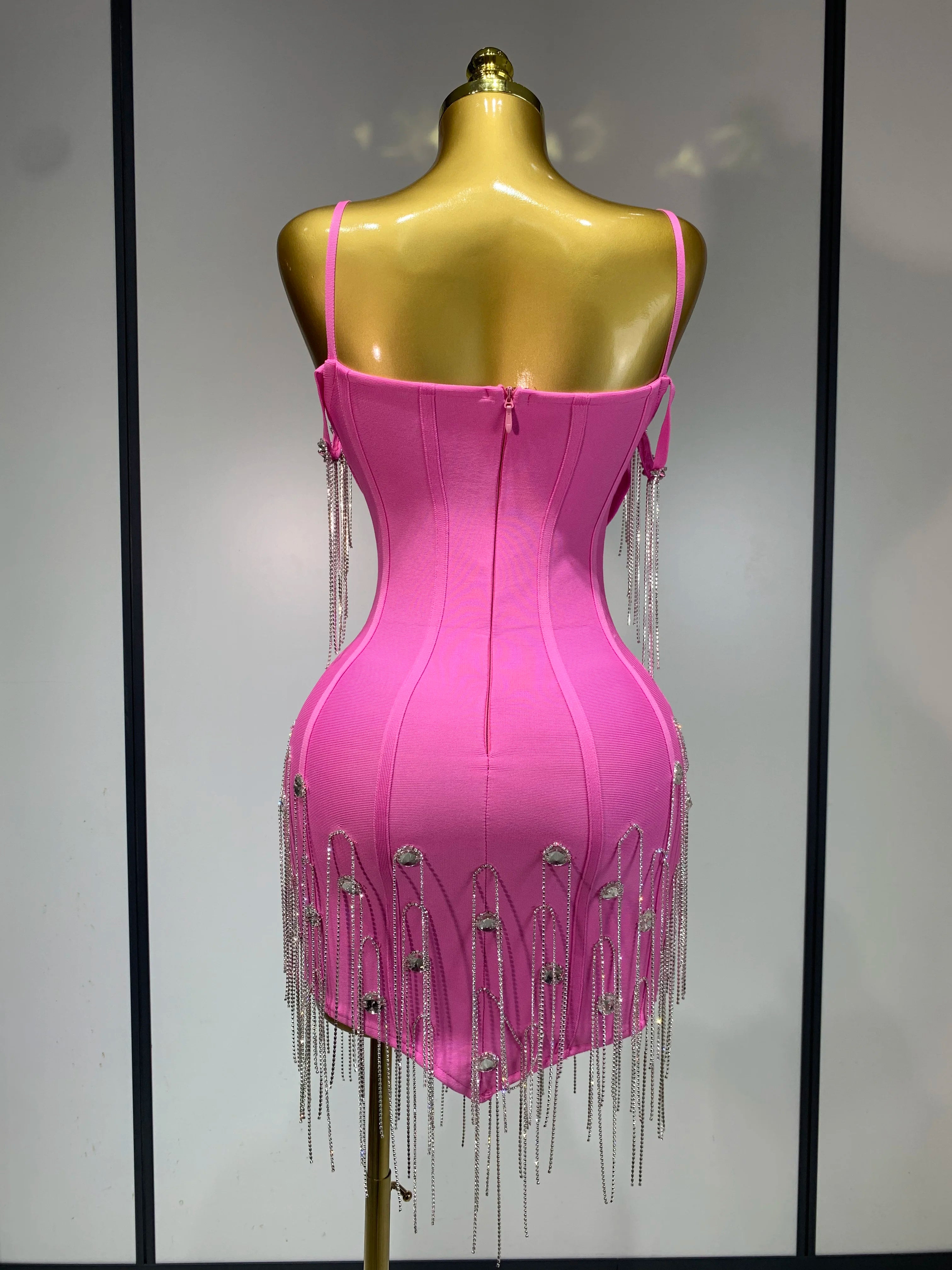 Sexy Backless Spaghetti Strap Bodycon Sleeveless Bandage Dress Elegant Prom Gown Club Evening Party Luxury Birthday Dresses