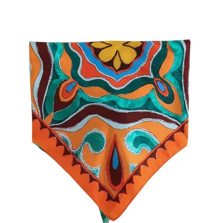 BlingBlingee Summer Printed Women Wide Pants Satin Suits Traf Asymmetric Sleeveless Strapless Crop Top Female Sets Y2K Only Camis 3