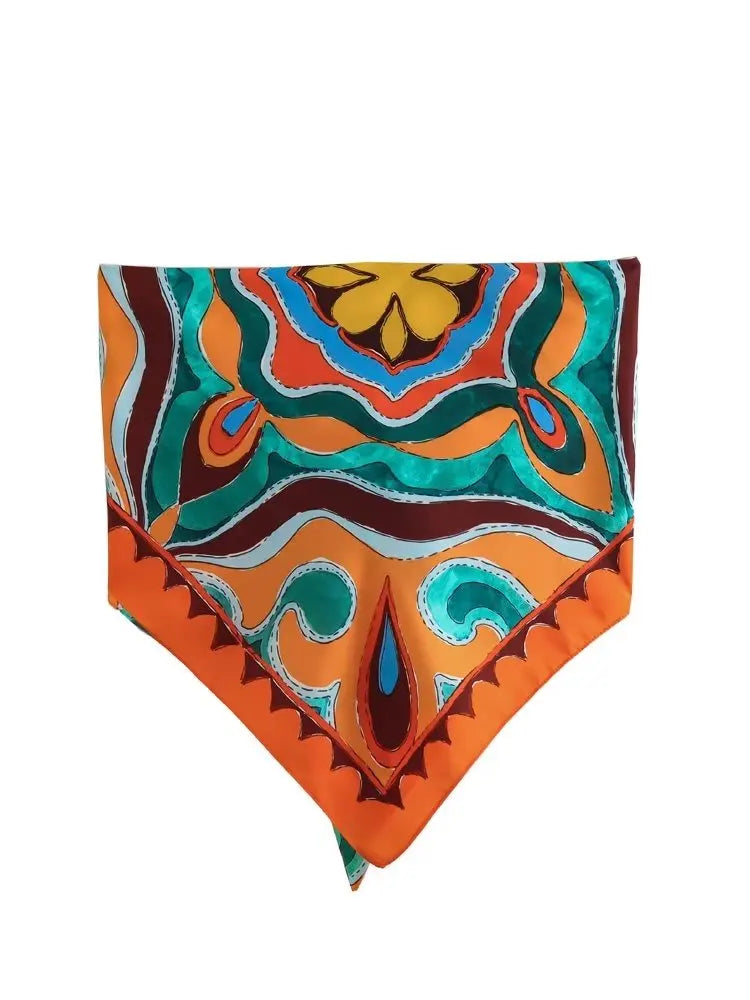 BlingBlingee Summer Printed Women Wide Pants Satin Suits Traf Asymmetric Sleeveless Strapless Crop Top Female Sets Y2K Only Camis 3