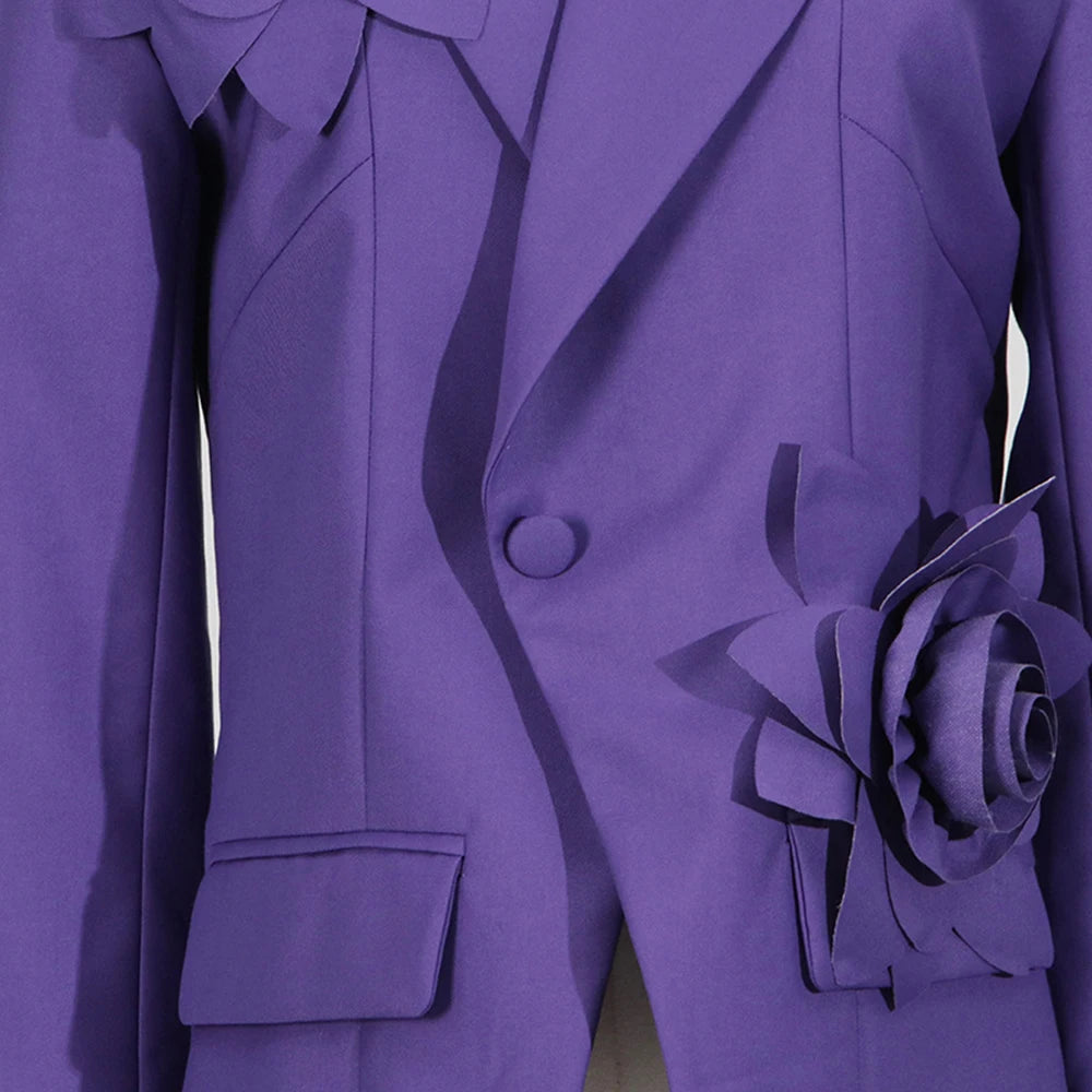 TWOTWINSTYLE Solid Slimming Spliced Appliques Elegant Jackets for Women Lapel Long Sleeves Patchwork Button Jacket Female New