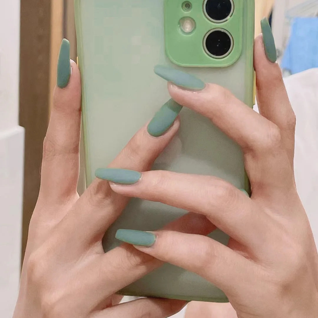 Almond Black Matte Fake Nails Wearable Press on Nails Solid Color False Nails for Women Girls DIY Manicure Daily Party Use 24Pcs