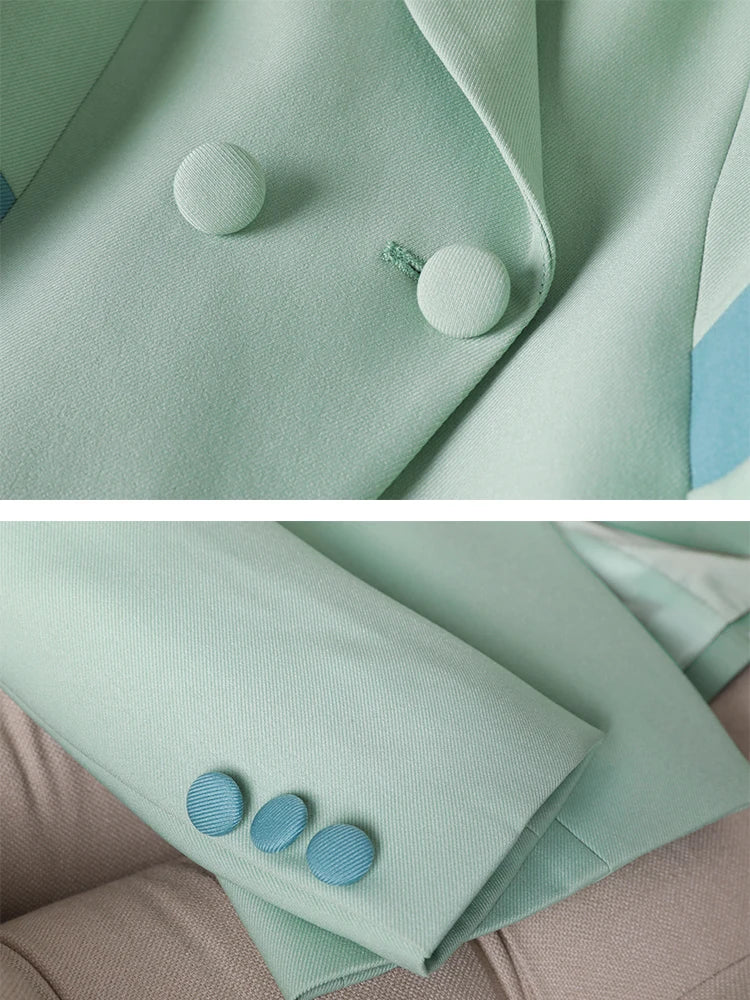 Spring Autumn Green White Women Slim Blazer Long Sleeve Single Breasted Office Ladies Business Work Wear Formal Jacket Coat