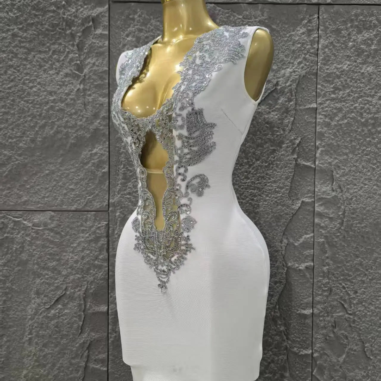 Women Sleeveless Sexy V-Neck Bodycon Mini Bandage Dress Rayon Celebrate Nightclub Party Birthday Cocktail Fashion Dress