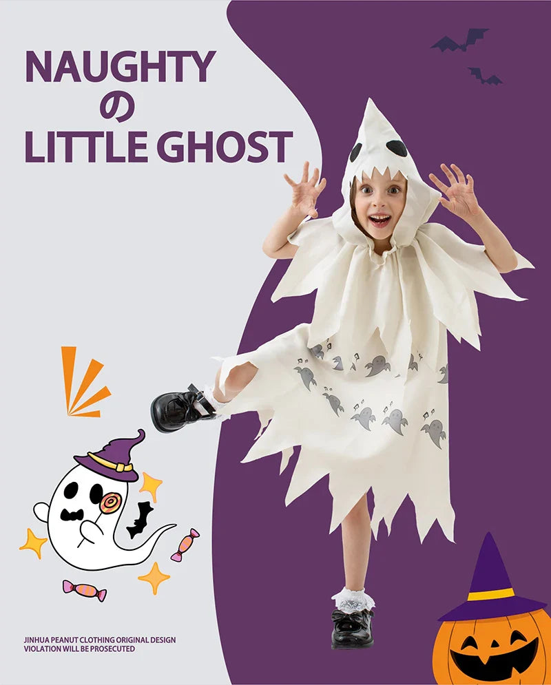 Kids Boys Girls Cute White Ghosts Demons Role Play Costumes Kids Costume Shows Halloween Theme Party