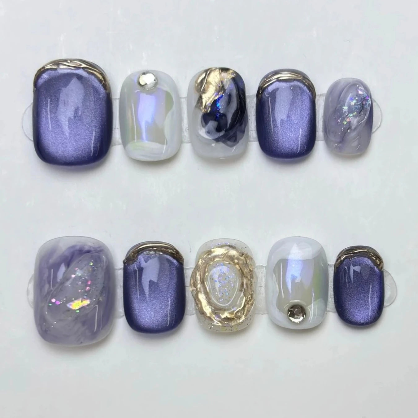 10Pcs Candy-colored False Nails Short Ballet Lovely Summer French Nail Sweet Cool Wearing Reusable Artificial Shiny Fashion Nail