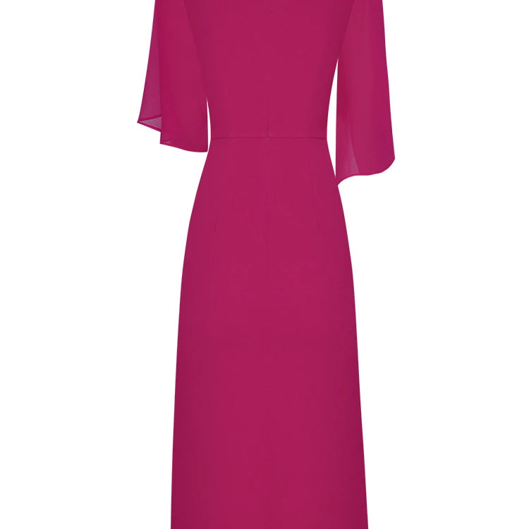 Summer Luxury Beading Cocktail Party Dresses for Women Elegant Fashion Ruffle Rose Red Dress Straight Knee Length Robe