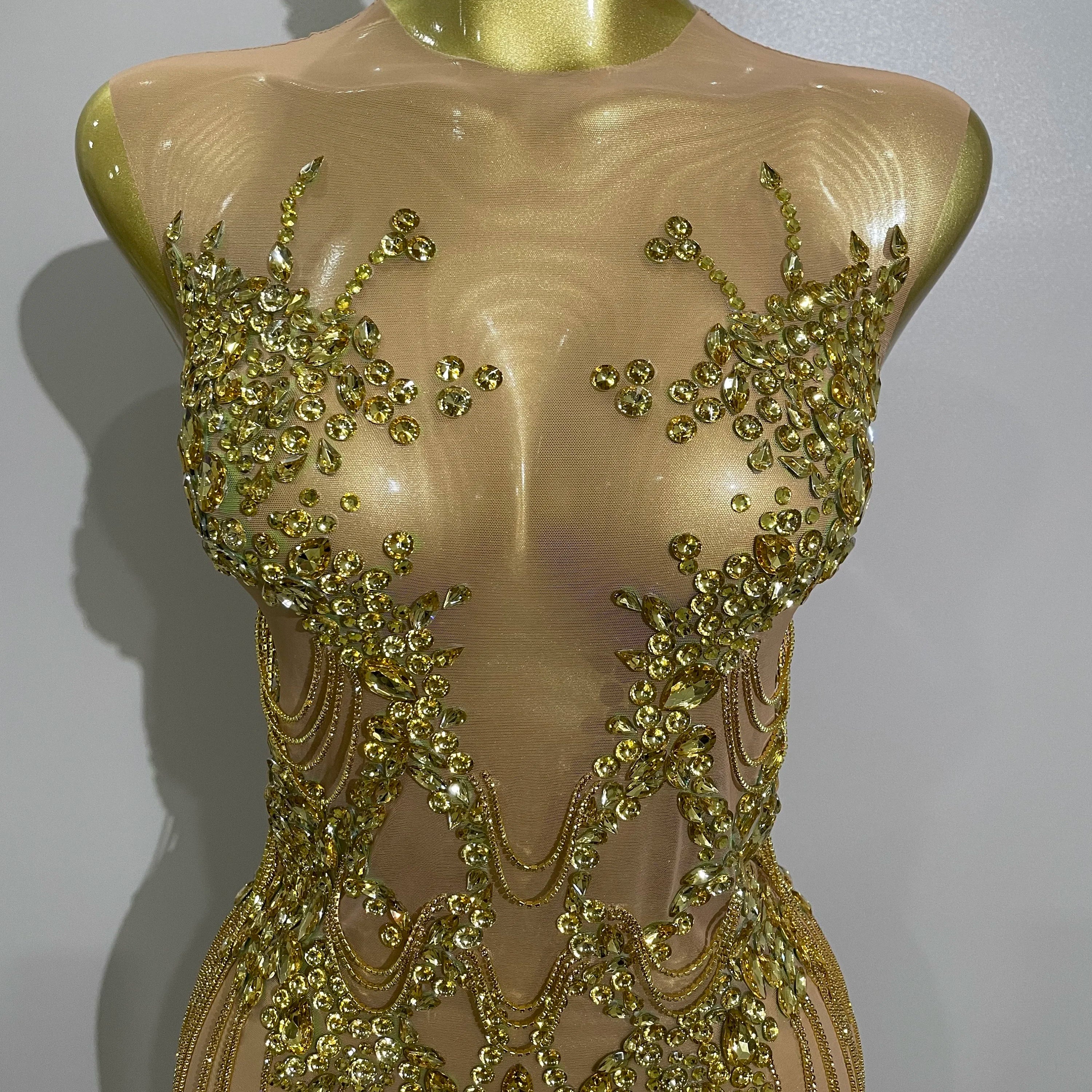 Luxury Sparkly Rhinestones Chain Sleeveless Mini Dress 2025 Women Sexy Performance Dance Nightclub Outfit Birthday Party Dress