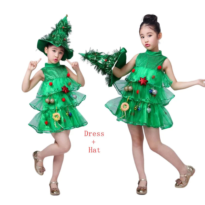 Kids Christmas Costumes Santa Claus Cosplay Clothes Boys and Girls New Years Red Xmas Clothes Christmas Eve Party Clothings 2PCS Christmas Set I