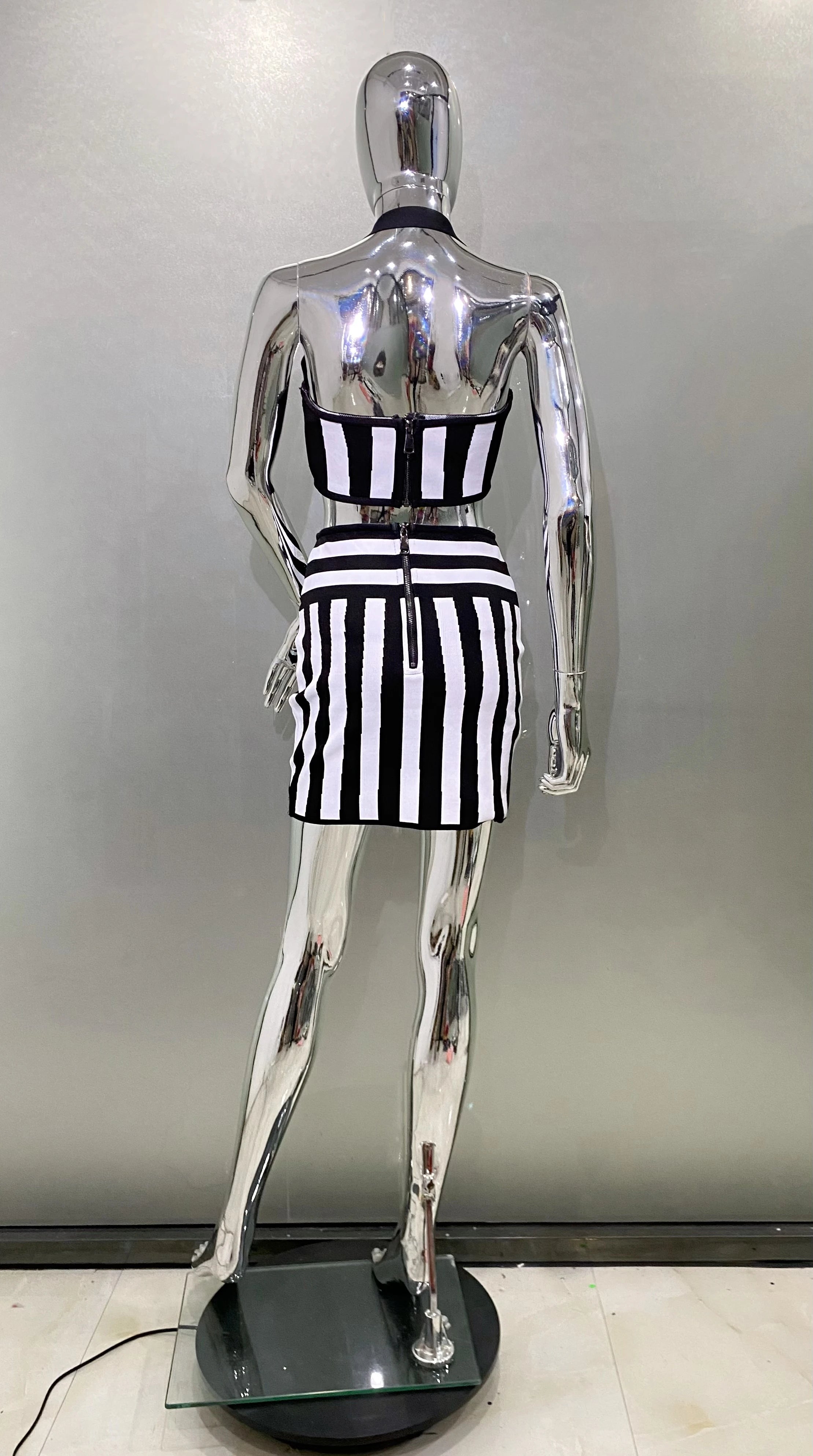 Summer Women Sexy Halter Off the Shoulder 2 Pieces Bodycon Mini Bandage Dress Nightclub Party Celebrate Birthday Wear