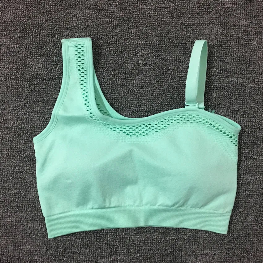 1/2Pcs Seamless Yoga Set Women Gym Sportswear Outfit Yoga Pant Leggings One Shoulder Sports Bra Workout Cloth Tracksuit green bra