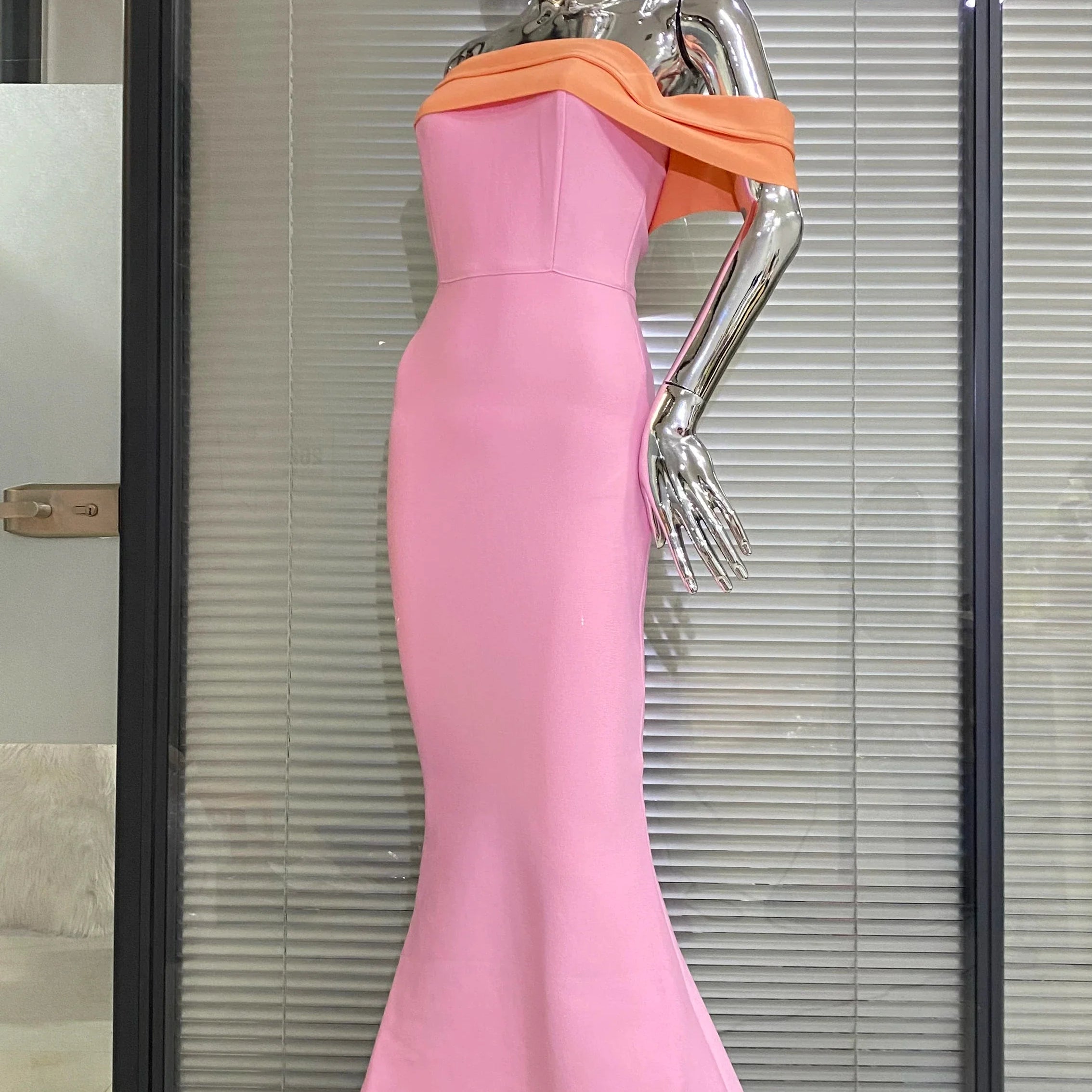 Arrival Pink Color Women Sexy Off the Shoulder Bodycon Bandage Long Maxi Dress Celebrate Evening Party Birthday Dress