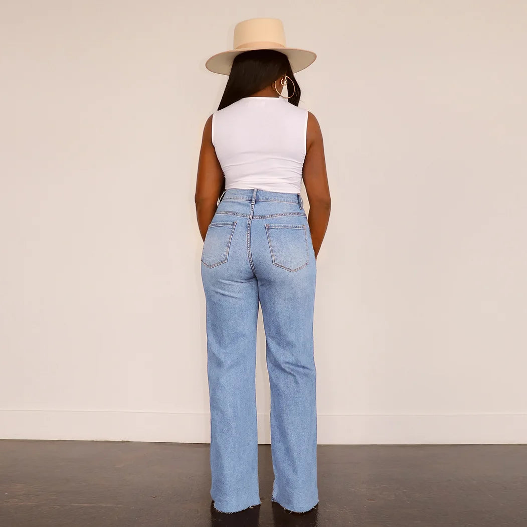 Casual High Waist Wide Leg Pants Loose Fashion Women's Jeans Street Ripped Plus Size Mom Denim Trousers Ladies Pants