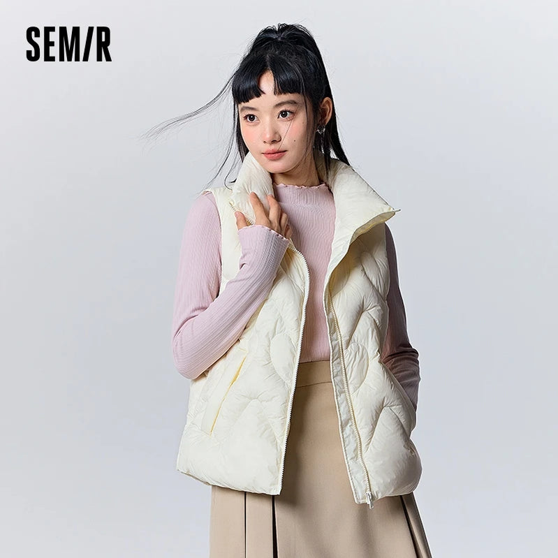 Down Vest Women Design Love Sweet Slim Winter New Stand Collar Three-proof Jacket