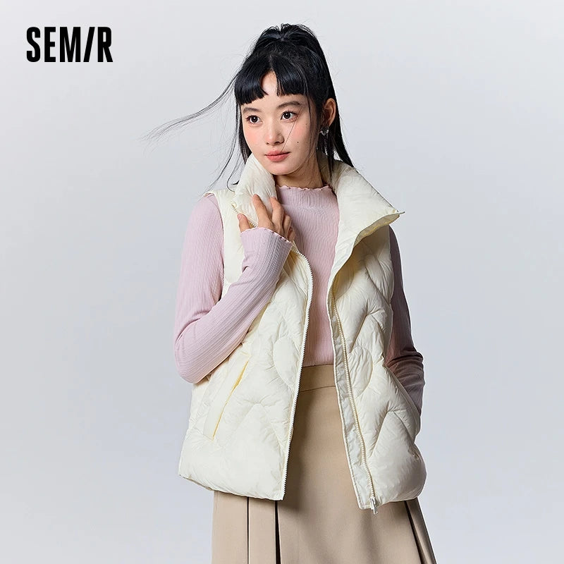 Down Vest Women Design Love Sweet Slim Winter New Stand Collar Three-proof Jacket