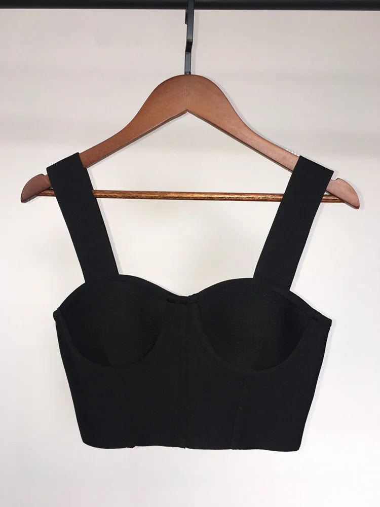 Women Summer Soild Sexy Strapless Backless Orange Black White Camis Bandage Tops 2023 Celebrity Designer Fashion High Street Top