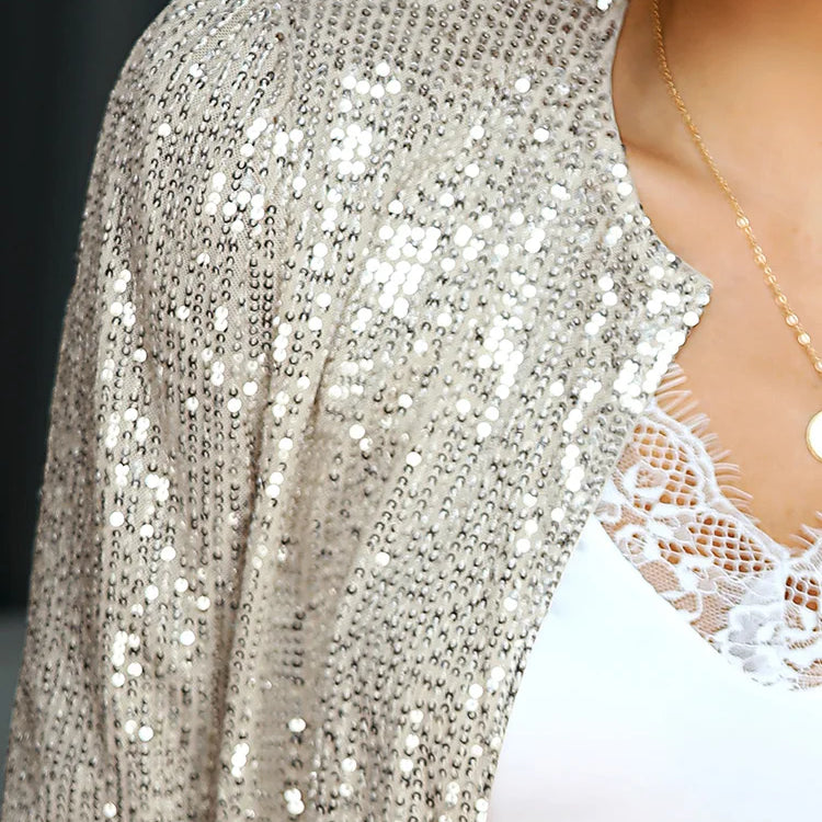 Women's Top Unique Party Jacket Long Sleeved Solid Color Brazilian Style Daily Glitter Jacket