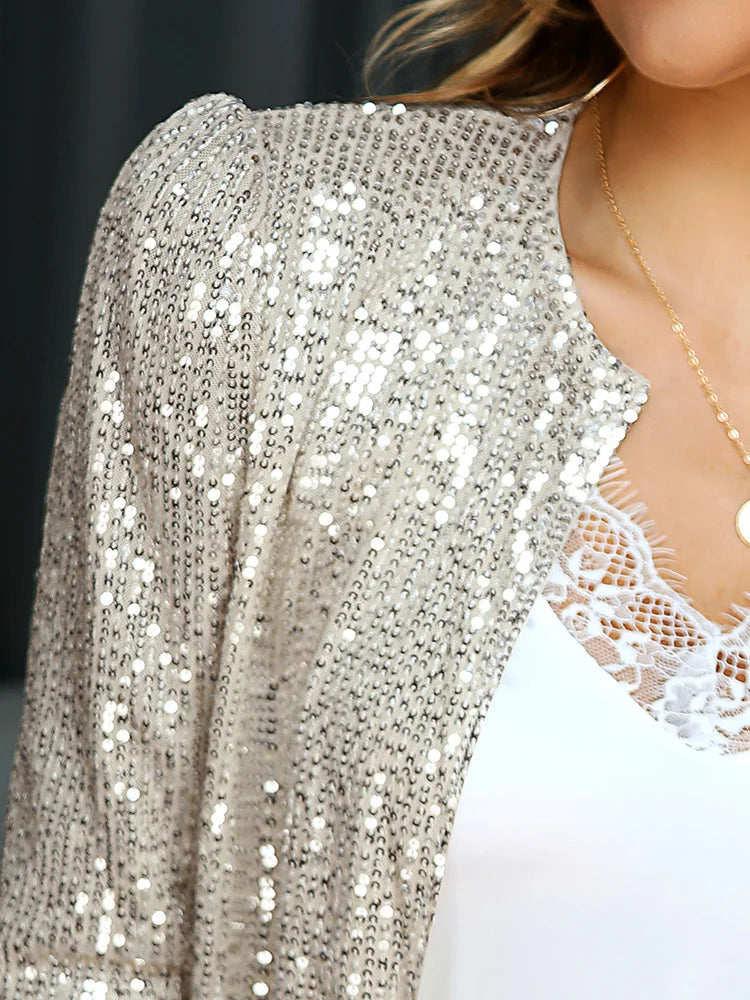 Women's Top Unique Party Jacket Long Sleeved Solid Color Brazilian Style Daily Glitter Jacket