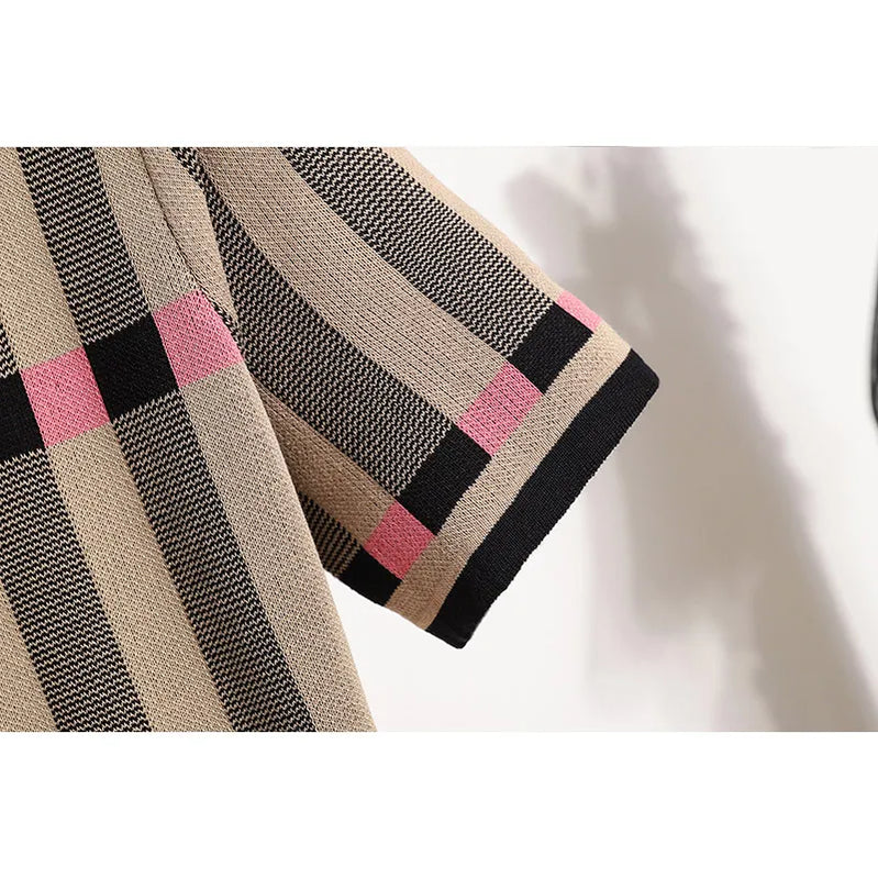 Women Knitted Dresses Spring Autumn Short Sleeve Fashion Striped Slim Sweater Tunics Female Vintage Chic Vestidos