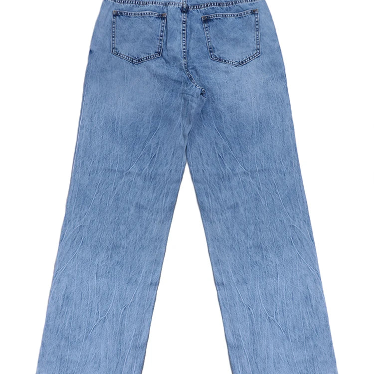 High Waist Jeans Women Baggy Jeans Fashion Straight Leg Pants Y2k Denim Trousers Vintage Loose Blue Washed Mom Jeans