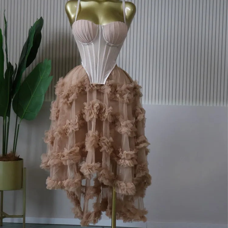 CM.YAYA Women's Dress Set Tunic Irregular Crop Top and Irregular Ball Gown Maxi Long Skirt Suit 2025 Two 2 Piece Set Outfits